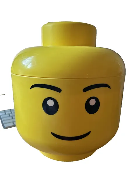 Lego Boy Head Storage Container Stackable Yellow 12" Display Decor No Sorter e32