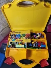 LEGO - Plastic Latching Storage Carry Case w/Dividers - 2012 - Yellow/Orange/Red