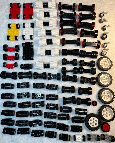 Lego Lot 1 Pound 4 Ounces Wheels, Tires, Rims for Car, Truck, Planes, 85+ pieces