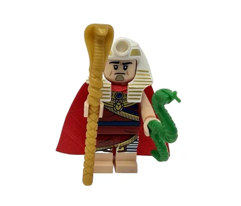 LEGO King Tut Pharaoh 71017 Egyptian Minifigure Figure with Snake & Base