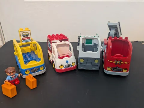 Lego Duplo Vehicle Lot Ambulance Garbage Truck 10527 School Bus 10528 Fire Truck
