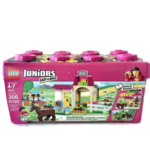 New Lego Juniors Pony Farm Retired With Pink Storage Bin 10674
