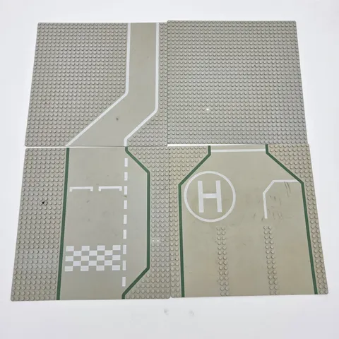 Vtg Lego Base Plate Lot Of 4 Gray Airport Runway Road 10"x10" 32 X 32 pegs Studs
