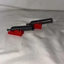 LEGO Cannon 2527 x2 Old Dark Gray w/ Red Base Pirate Castle Western Vintage