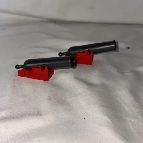 LEGO Cannon 2527 x2 Old Dark Gray w/ Red Base Pirate Castle Western Vintage