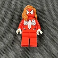 LEGO Spider-Man Red Suit Plastic Minifigure with Long Blonde Hair Piece
