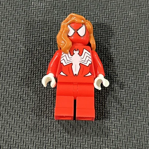 LEGO Spider-Man Red Suit Plastic Minifigure with Long Blonde Hair Piece