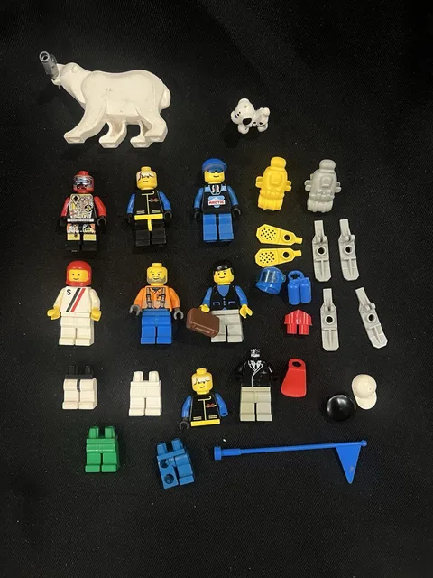LEGO Vintage Minifig Lot Arctic Camping Backpacks Robot Racing Polar Bear Fish