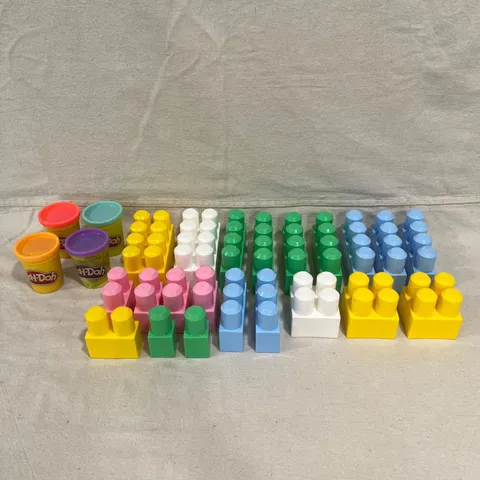 Kids Toy Bundle Play-Doh & Large Mega Bloks First Builders Building Blocks