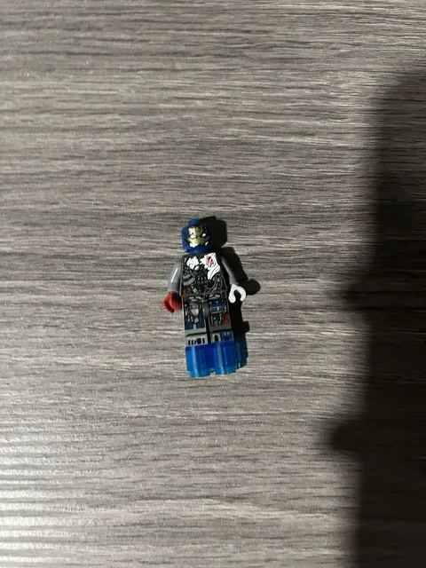 LEGO Minifigure Black Suit Printed Torso Blue Legs Red Hand Accessory