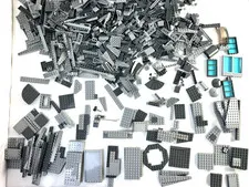 LEGO Genuine Parts Lot Gray Building Pieces Windows Plates Bricks Mixed Used