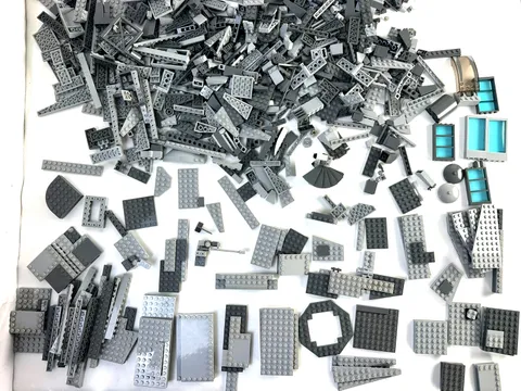 LEGO Genuine Parts Lot Gray Building Pieces Windows Plates Bricks Mixed Used
