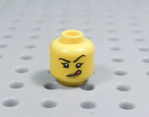 LEGO Female Girl Yellow Dual Sided Head Minifig Tongue Sticking Out AY