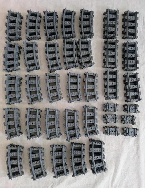 LEGO Train Tracks |  148 pcs | Dark Gray | 100 Curved | 24 Straight | 24 flex |