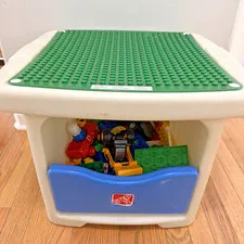 Step 2 Lego Duplo Building Blocks Table with Storage and Duplos vtg