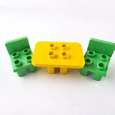 Vintage Lego Duplo  House Home Furniture Replacement Green Chairs & Yellow Table