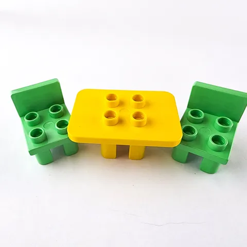 Vintage Lego Duplo  House Home Furniture Replacement Green Chairs & Yellow Table