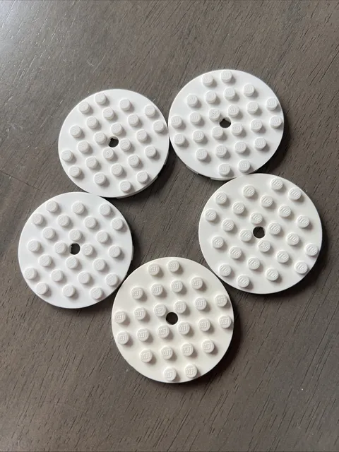 LEGO 11213 White Plate, Round 6x6 with Hole 5 Pieces