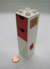 Vintage Lego Duplo WHITE CABINET DOOR BELL on Side #28 Red Drawers Firehouse