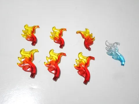 LEGO #18394pb01-WAVE ROUNDED CURVED WING W/ BAR END/ FLAME-6 PIECES
