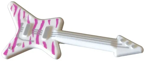 Lego 71023 New Minifig ELECTRIC GUITAR White Pink Stripe Silver String D680