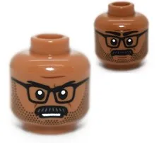 LEGO Medium Nougat Minifigure Head Lt. James Gordon 76183 beard glasses 6336827