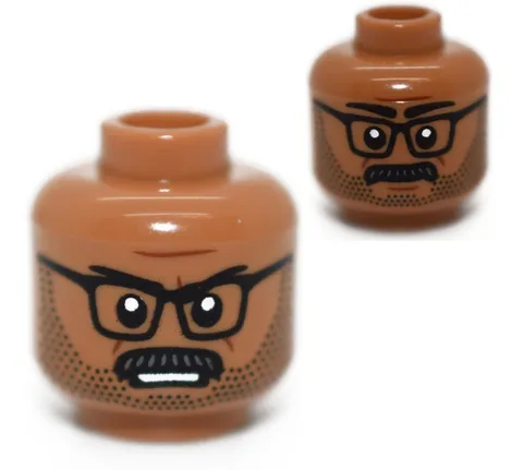 LEGO Medium Nougat Minifigure Head Lt. James Gordon 76183 beard glasses 6336827