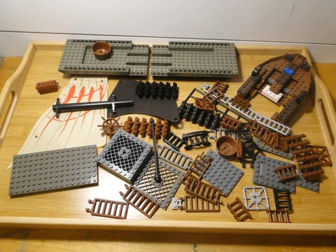 Vintage LEGO Pirates Ship Parts Lot - Sails Hull Ladders Steps Mast Parts 1LB