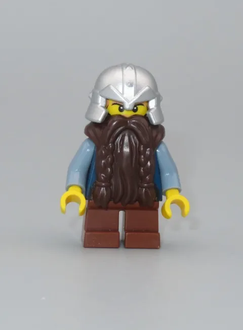 LEGO Castle Dwarf beard silver helmet Fantasy Era minifigure 852293