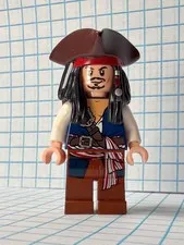 LEGO JACK SPARROW MINFIG Pirates of the Caribbean POC024 Tricorne Hat Blue Vest
