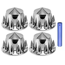Wehymne 4 Spiked - Hub 33Mm Thread-On Chrome Lug Nut For Semi
