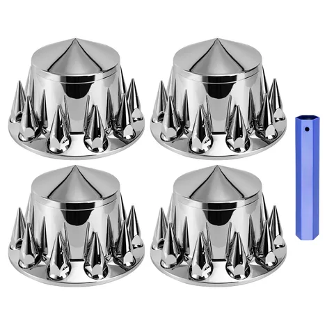 Wehymne 4 Spiked - Hub 33Mm Thread-On Chrome Lug Nut For Semi
