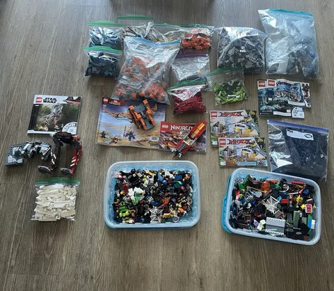 LEGO Bulk Lot Minifigures & Parts in Bags with NINJAGO mini figures