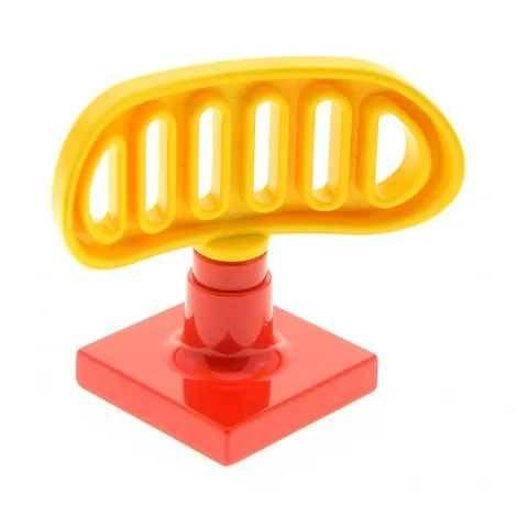 1x LEGO Duplo Radar Antenna 2x2 Yellow Red Rotatable Airport Police 2687 4376c03
