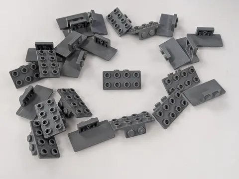 Lego x25 New Dark Bluish Gray Bracket 1 x 2 - 2 x 4  # 93274