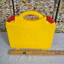 LEGO Yellow Plastic Storage Carrying Case Organizer with Red Latches Handle
