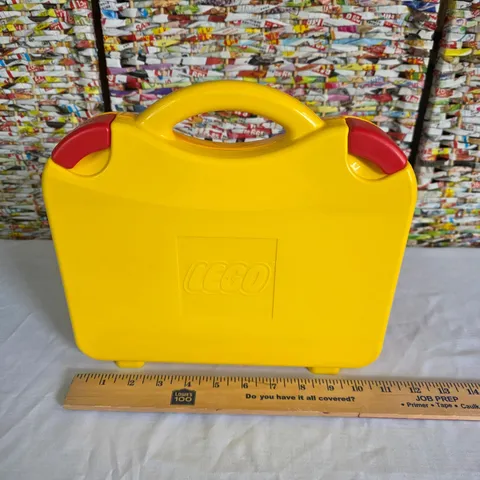 LEGO Yellow Plastic Storage Carrying Case Organizer with Red Latches Handle