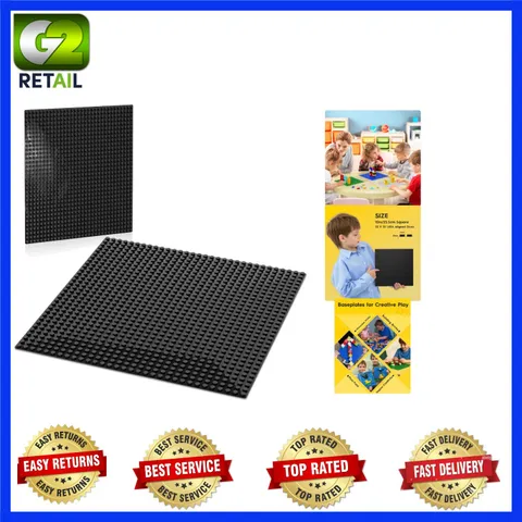 Limitless Creativity Awaits with 2 Classic Black Building Baseplates - 10" x 10"