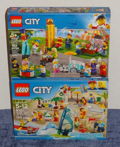 LEGO CITY People Packs Lot: Fun at the Beach 60153 + Fun Fair 60234 New Sealed