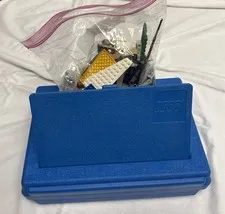 Vintage 1983 Lego Blue Plastic Storage Box Container Carrying Case + 1 lb Legos
