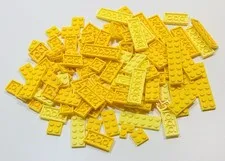 Lego Yellow PLATE 1X'S ONLY 100pc Bulk Lot 2x8 2x6 2x4 2x3 2x2 Corners Building