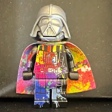 Lego Star Wars Darth Vader custom minifigure w/ helmet paint-splatter cape art