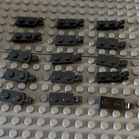 Lego Lot Black Plate, Modified 1x2 with Open Clip 63868 (lot of 15)