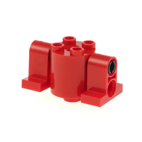 1x LEGO Weapon Cannon Holder 2x2x2 Red Base Feet 1x2x1 Cylinder