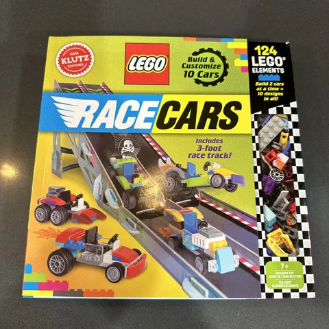 Klutz LEGO Race Cars Book & Building Set 124 Legos Elements 3' Track 10 Cars New