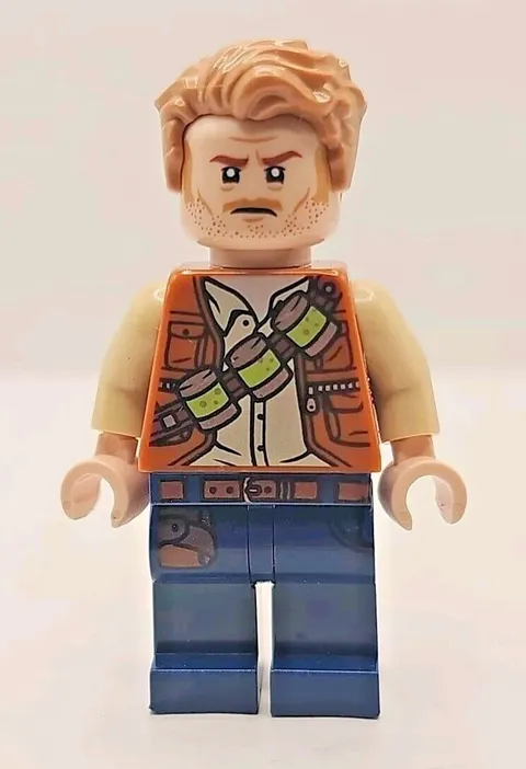 Lego Mini Figure Jurassic World Owen Grady Lime Canisters from set 75940
