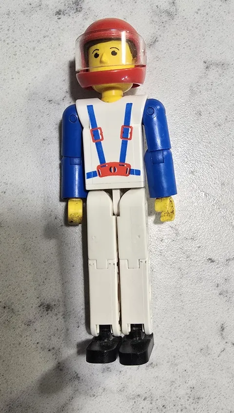 LEGO Technic Figure Race Car Driver Red Helmet Blue Arms 1980s Vintage Figure