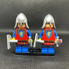 LEGO Castle Knights Minifigure Lot of 2 with Helmets Shields and Swords