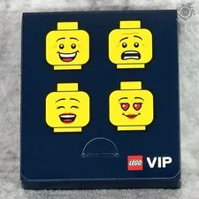 New - LEGO VIP Exclusive Double-Sided Minifigure Heads Drink Coasters 4 pack