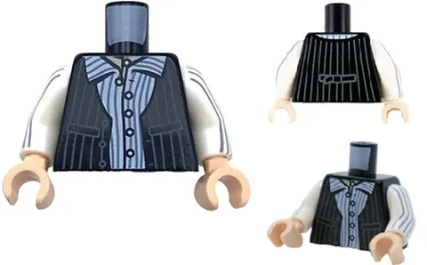 Lego New 71028 HP Griphook Minifig Black Torso Vest Blue Pinstripe Shirt D409